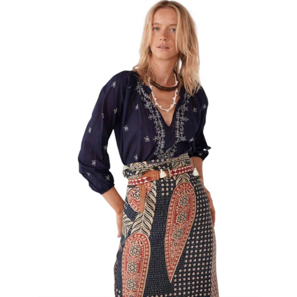 NEW MAISON HOTEL marianne blouse in navy blue - Picture 3 of 3